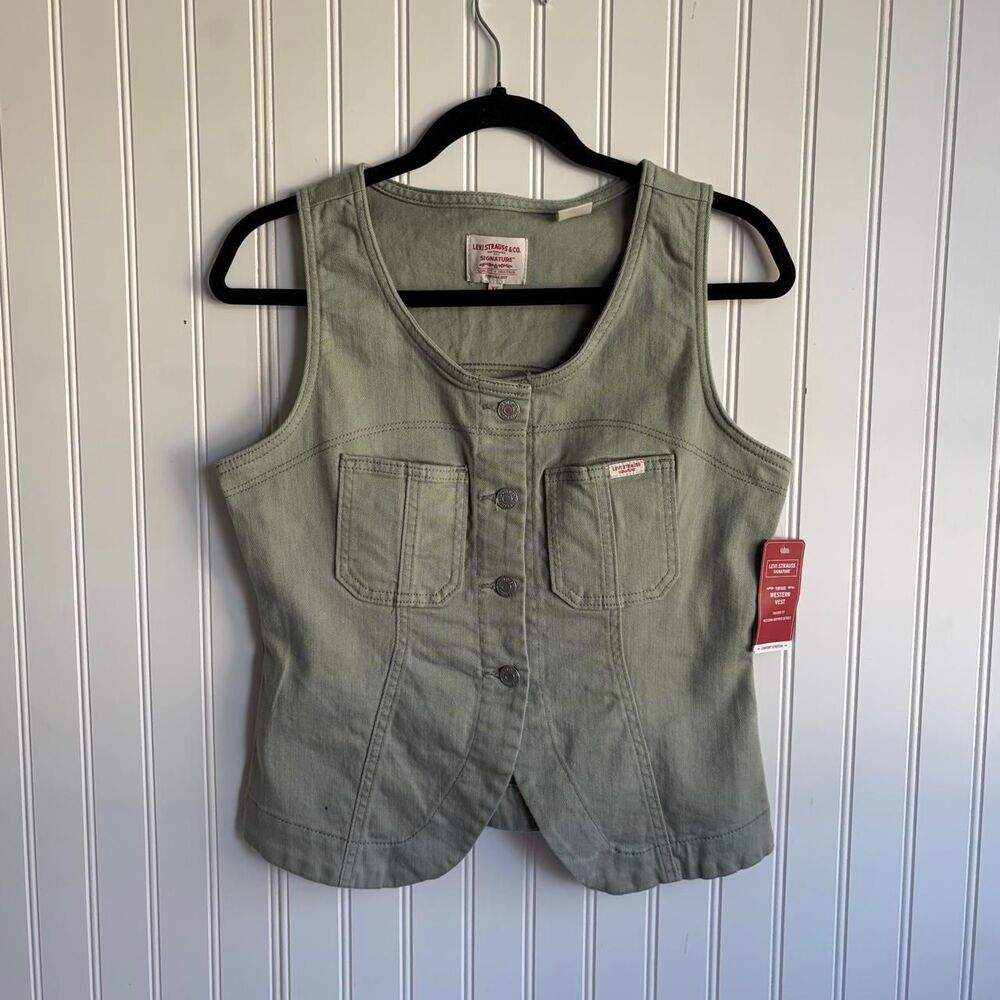 Levis Women's Green and Khaki Gilet Vest XS
